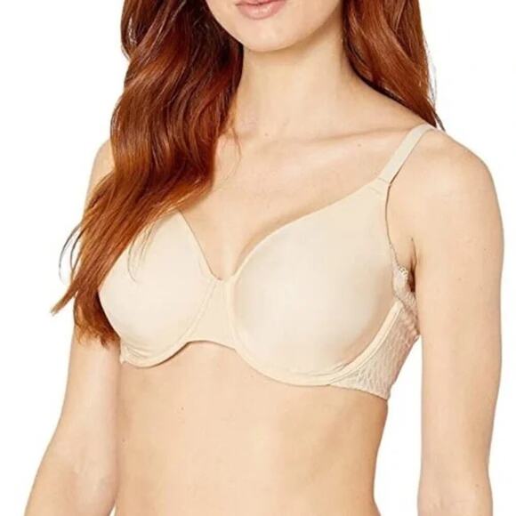 Wacoal Tan Scallop Lace Trim Ultimate Side Smoother Underwire Bra Size 40DDD - Picture 1 of 9